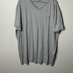 Polo Ralph Lauren Men V-Neck Gray T-Shirt Custom Slim Fit size XXL.